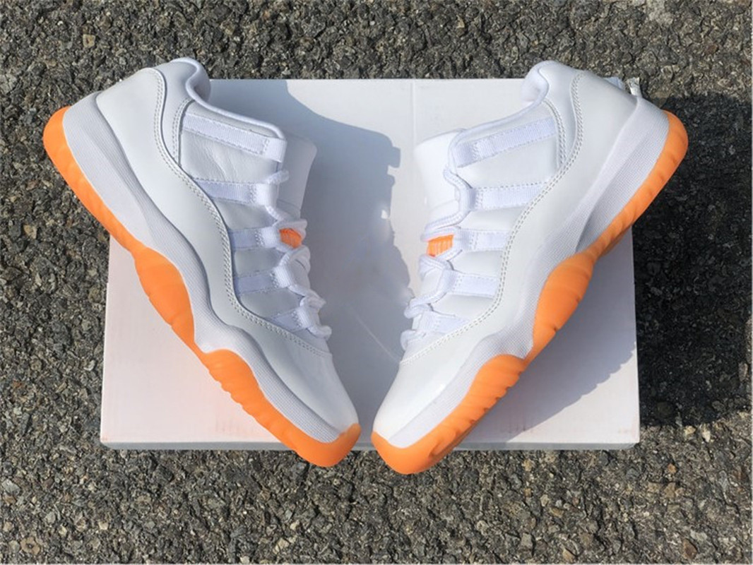 

2021 Authentic 11 Low WMNS Bright Citrus Man Woman Outdoor Shoes AH7860-139 11s White Orange Real Carbon Fiber Sport Sneakers With Box
