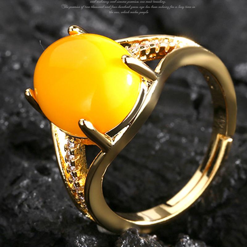 Wedding Rings 2021 Style Chicken Oil Pulp Open Ring Copper Plated Gold Exquisite Jewelry For Female Girls Wholesale-image-711410517