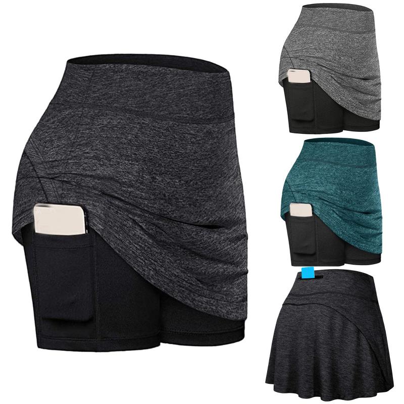 

Women' Shorts Womens Tennis Skirt Summer Athletic Badminton Golf Skorts For Women High Waist Fitness Gym Sport With Phone Pocket, Black
