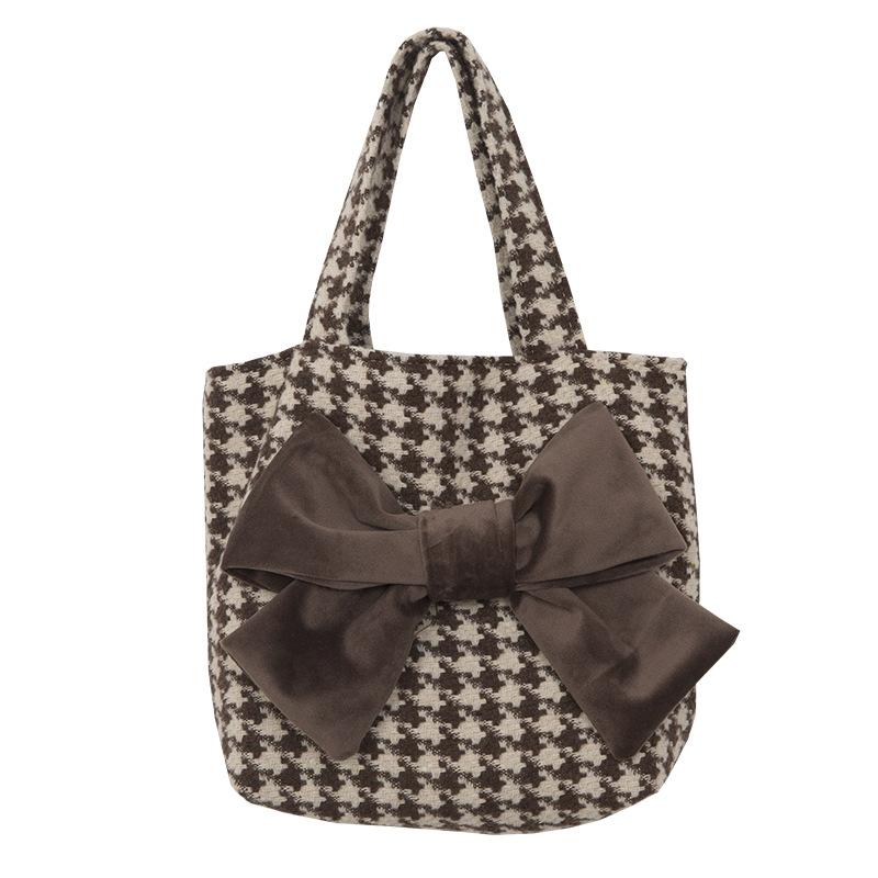 

Fashion Women Shoulder Crossbody Bag Woolen Autumn Winter Vintage Female Casual Portable Handbag Bowknot Ladies Messenger Bags