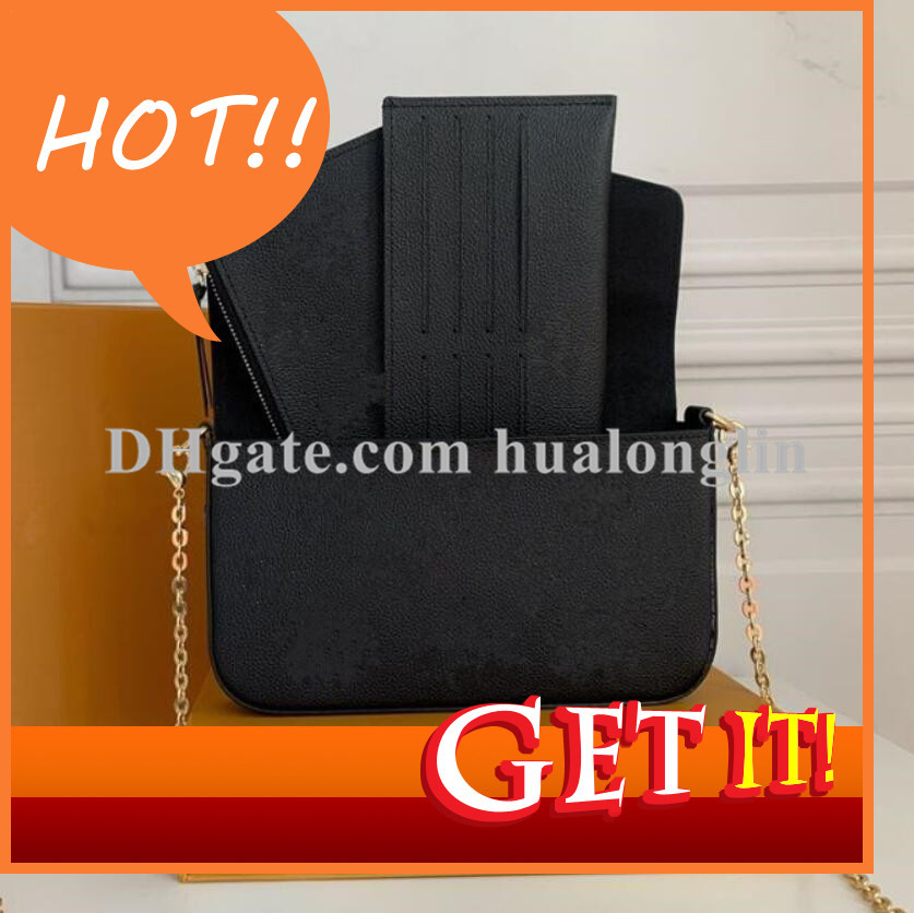 

Woman Handbag women bag clutch original box date code flower grid purse messenger cross body fashion high quality, With box