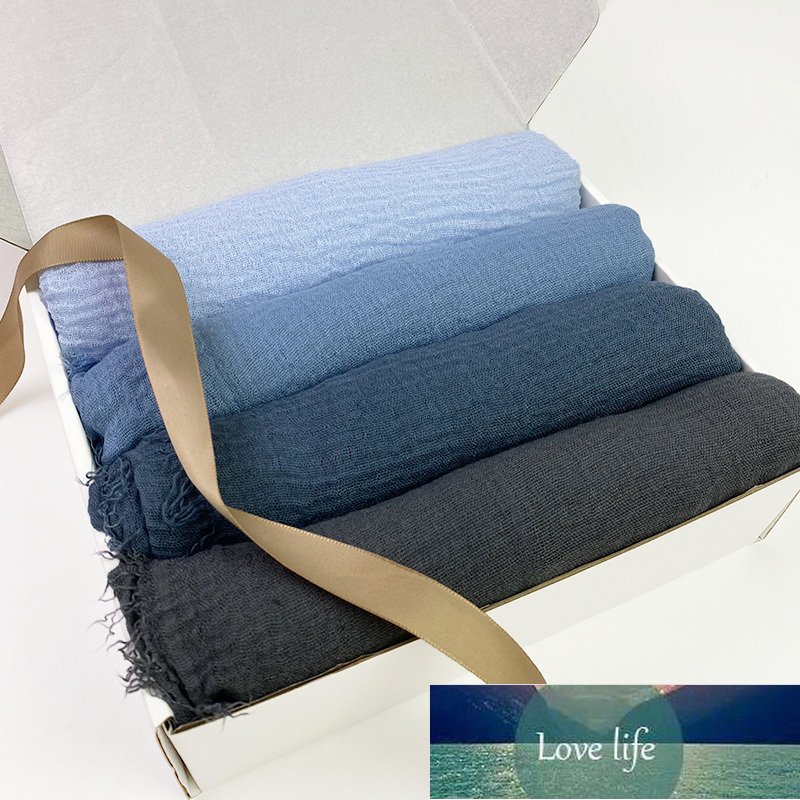 

Muslim Crinkle Scarf Women Solid Color Soft Cotton Shawls Hijabs Headband Malaysian Hijab Foulard Femme Custom Box