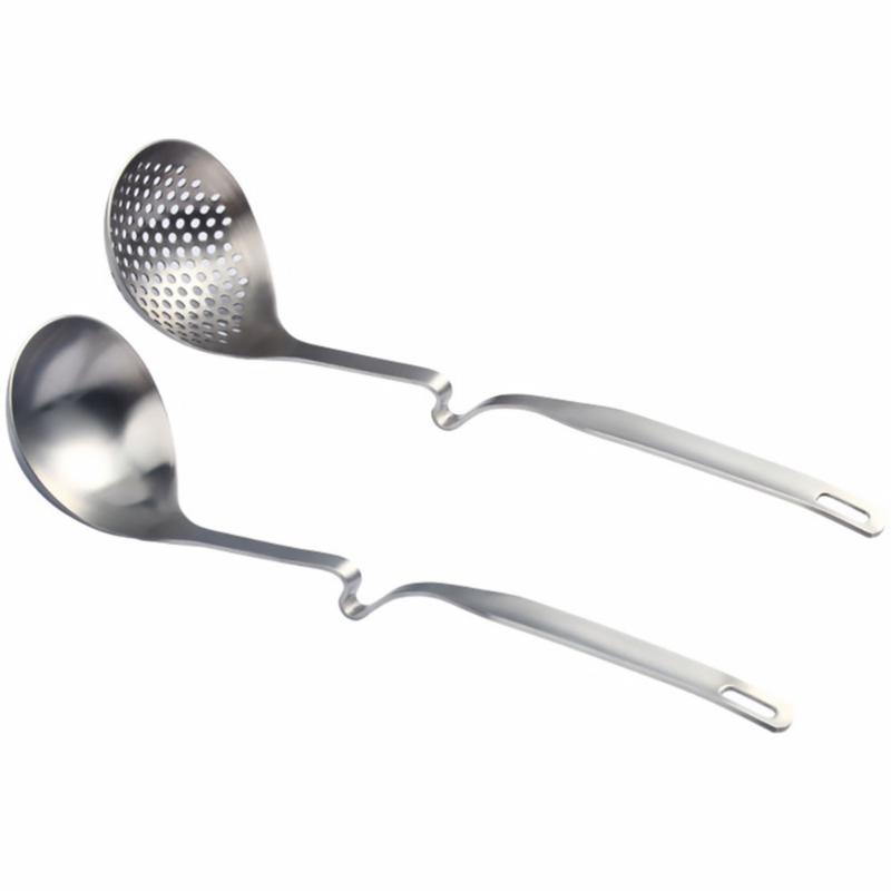 

Spoons 2Pcs Soup Ladle Slotted Spoon Pot Hanging Colander Kitchen Tool