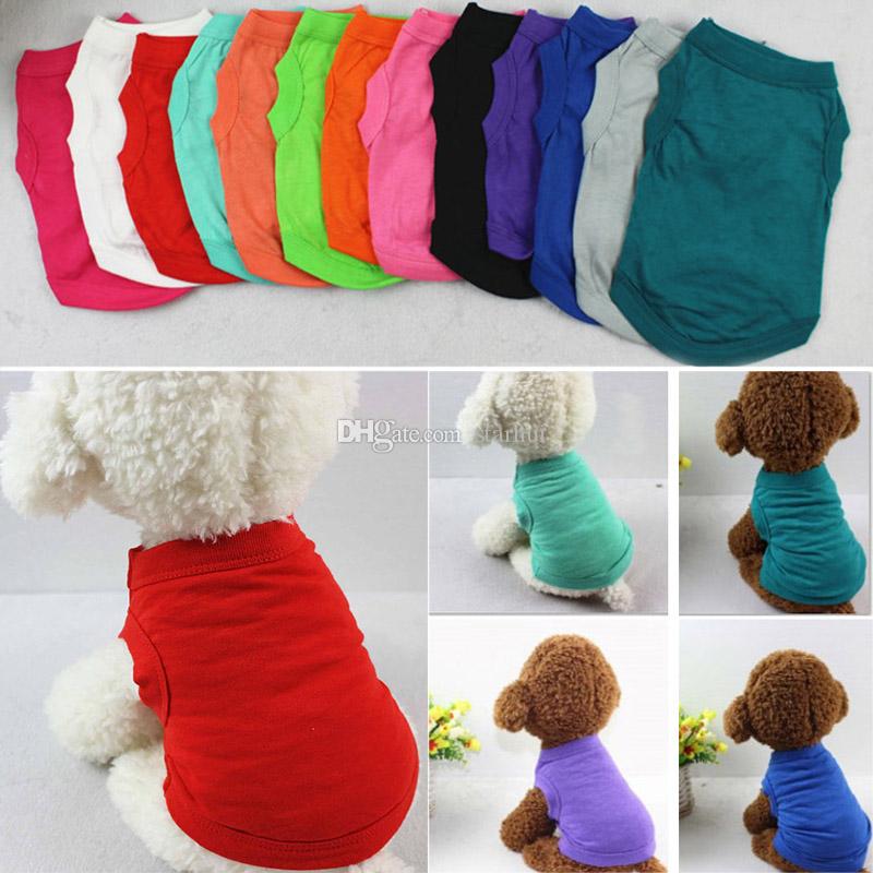 

Pet T Shirts Summer Solid Dog Clothes Fashion Top Shirts Vest Cotton Clothes Dog Puppy Small Dog Clothes Cheap Pet Apparel, As picture
