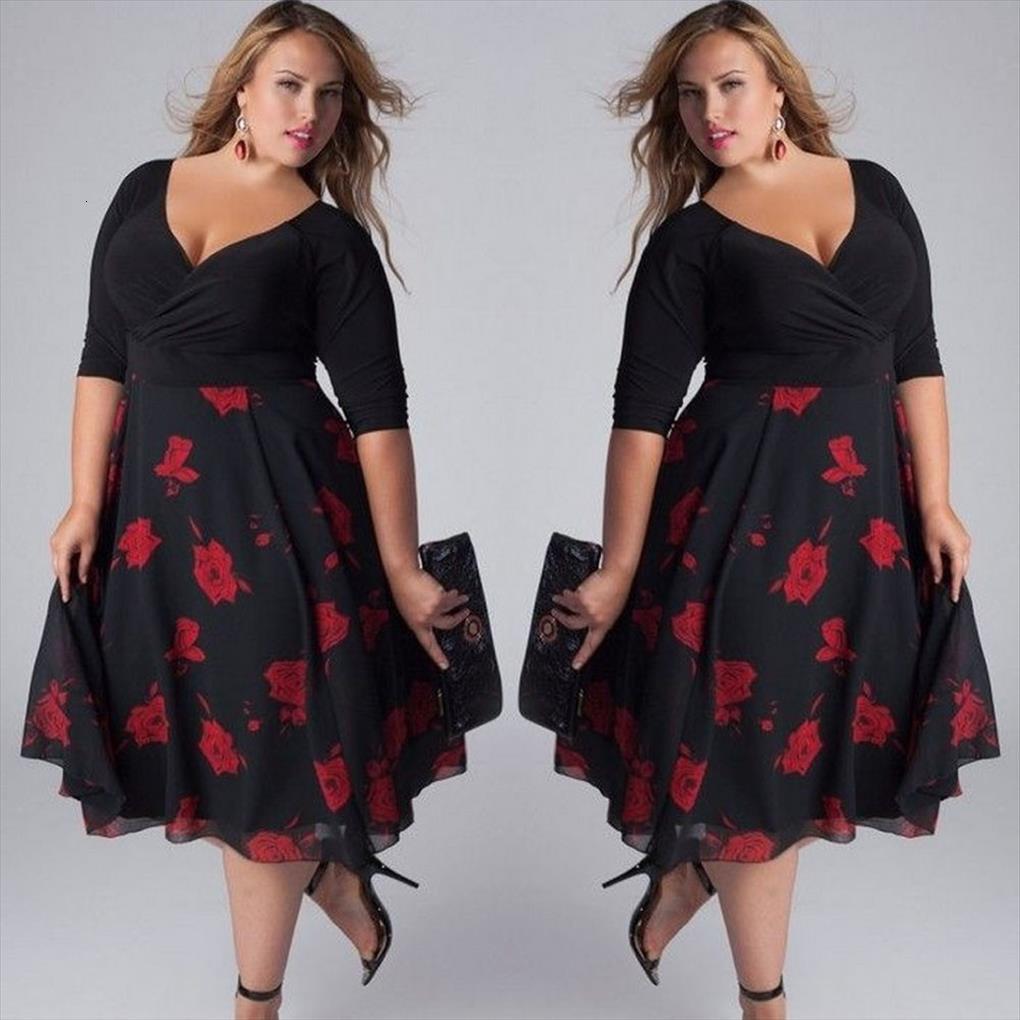 

35 amp plus size boho womens dresses v neck floral maxi party beach vestidos verano mujer sukienka, Black;gray