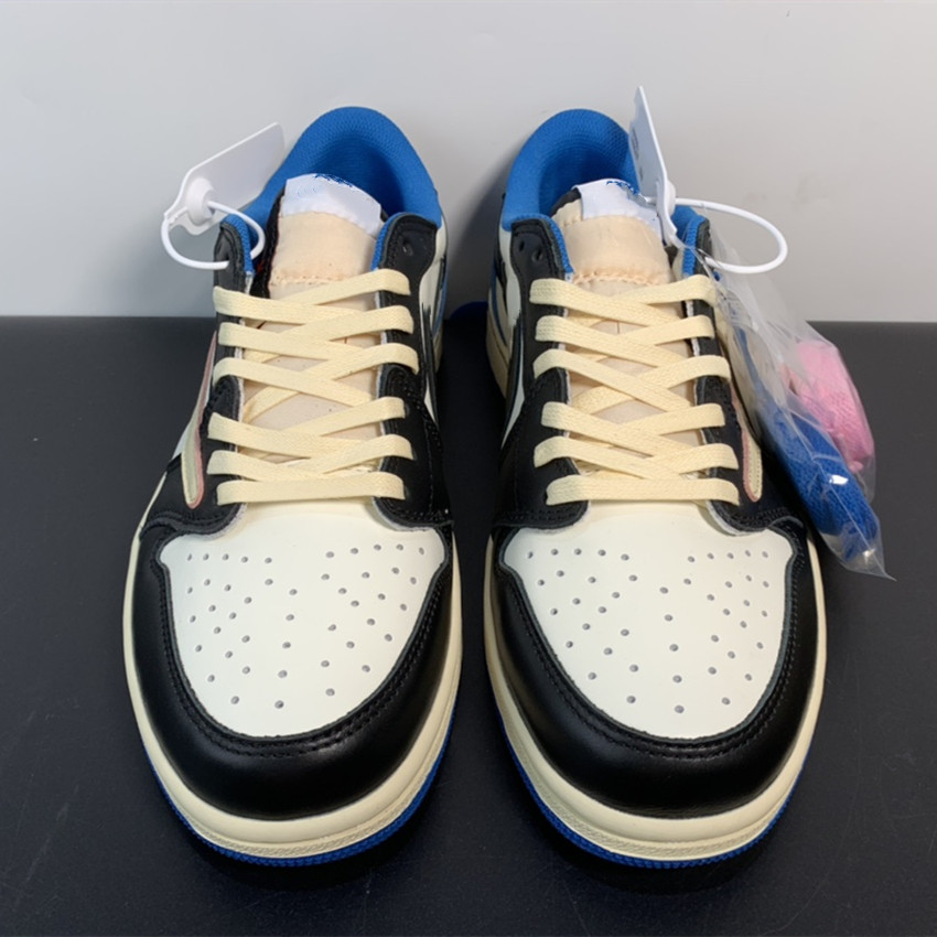 

2021 Authentic Fragment Shoes Travis Scott 1 Low OG SP Military Blue Cactus Jack TS Sail Black Shy Pink Mens Women Outdoor Sports Sneakers With Original box