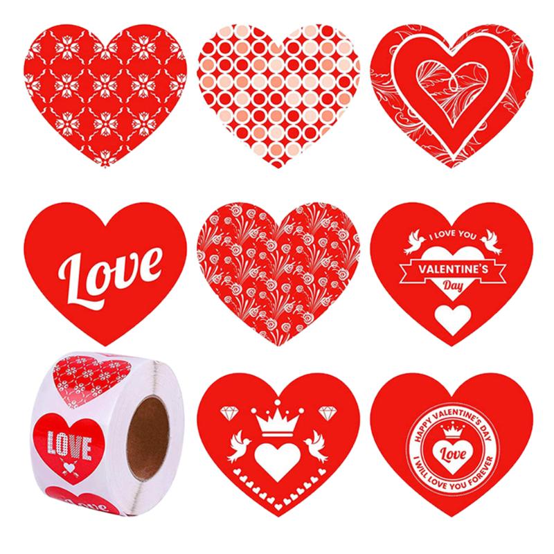 

Gift Wrap 1 Roll Valentine's Day Sticker Heart Sealing Label Decoration