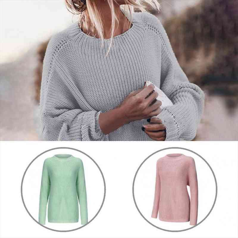 

Simple Sweater Loose Fit Casual Comfy Warm Loose Fit Women Knitwear, White;black
