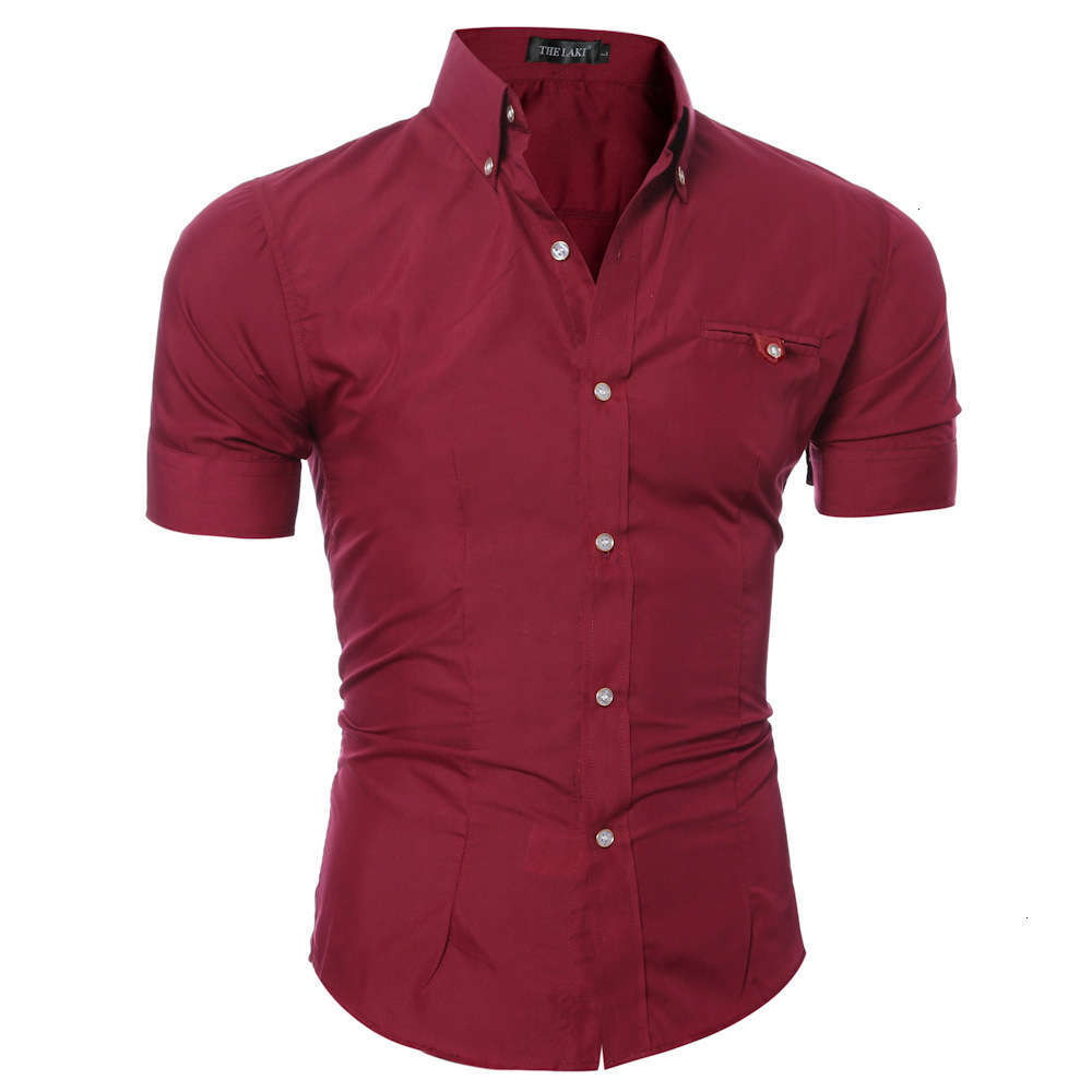 

Men's fashion slim solid short sleeve shirt, White;black