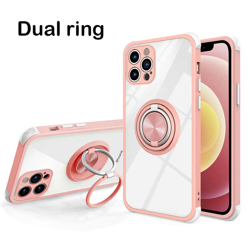 

Dual Ring Case for iPhone 13 Pro Max 12 11 XS XR 6 7 8 Plus S21 Ultra Shockproof Bumper Armor Kickstand Protector Cover, 10pcs per color