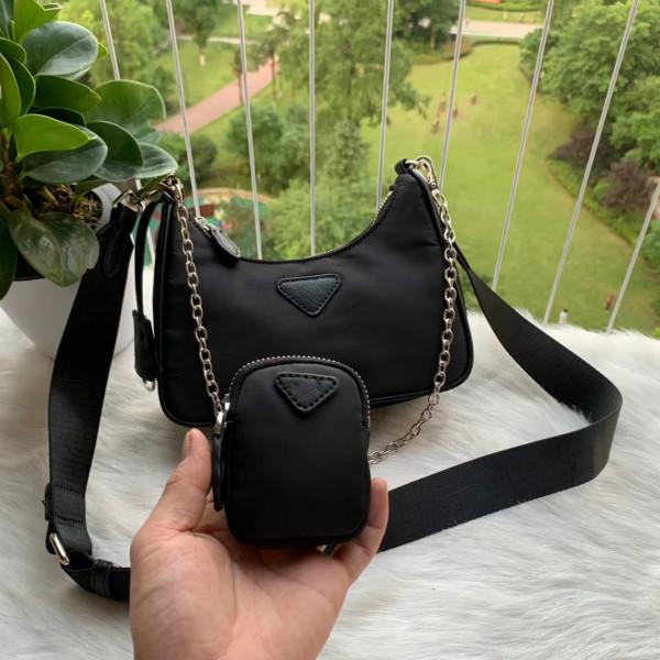 

Fashion Ladies Messenger Bag One Shoulder High Qualitys Women bags Nylons Handbag Best-selling Girl Hobo Wallet dustbag handbags, Black