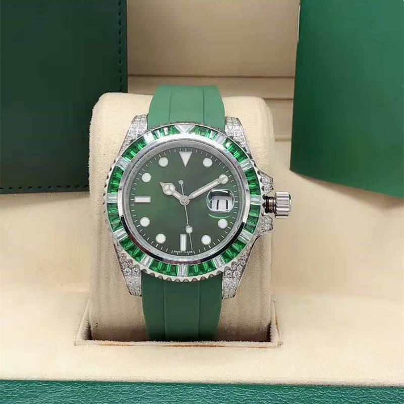 

sell fashion classic plus color diamond rubber watchband automatic mechanical men's watch high-grade waterproof domile, Slivery;brown