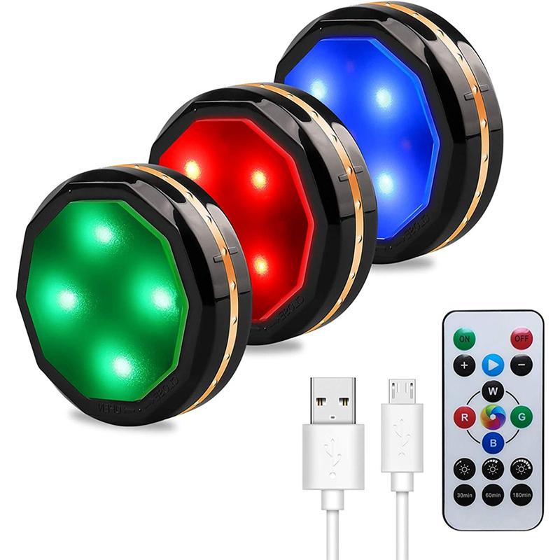 

Night Lights ABSF LED Under Cabinet Lighting,Rechargeable Wireless Puck Closet Light With Remote, For Counter Bookshelf (3 Pack)