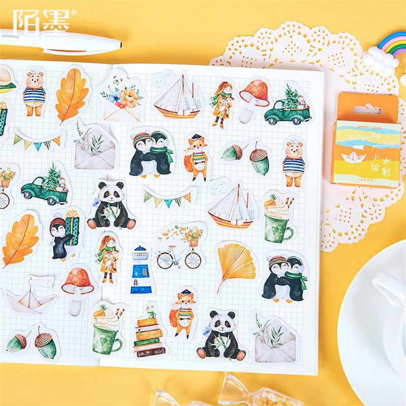 

5Pieces/Lot 45pcs Watercolor Autumn Stationery Sticker Kawaii Stickers Paper Adhesive Stickers DIY Scrapbooking Diary Photos Albums