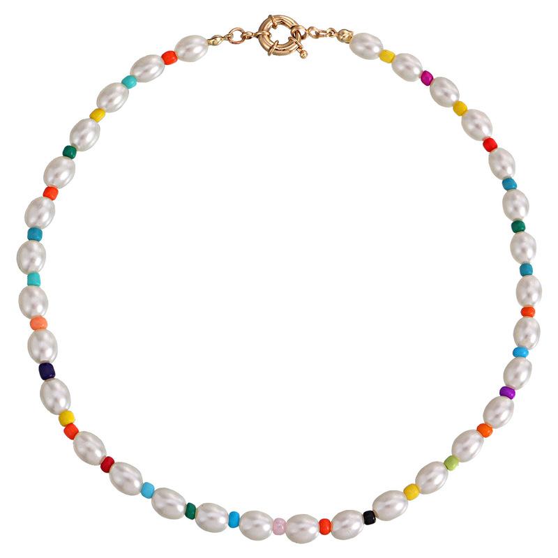 

Chokers Boho Ethnic Pearl Colorful Seed Bead Choker Fruit Pendant Chain Necklace For Women Gold Color Collar Party Fashion Jewelry Gift