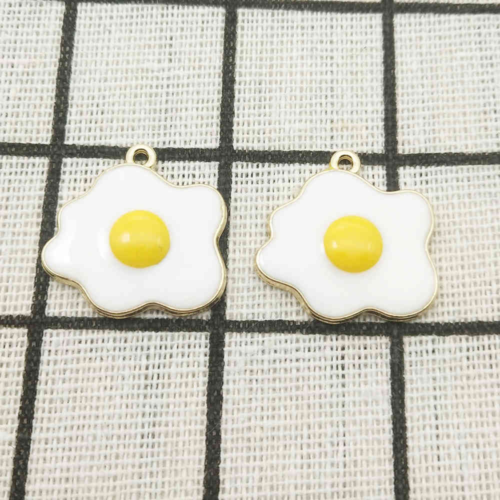 

10pcs enamel fried egg charm jewelry accessories earring pendant bracelet necklace charms zinc alloy 21x22mm, Bronze;silver