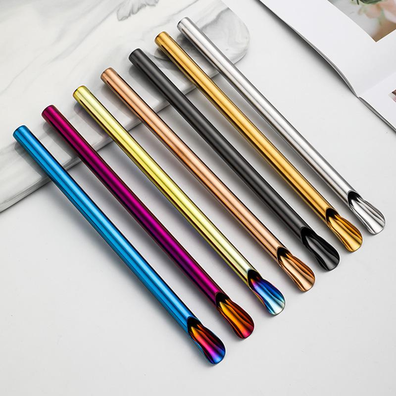 

Rainbow Color Reusable Metal Straws Set Stainless Steel Drinking Straw Milk Drinkware Bar Party Accessory Bag Wholesale