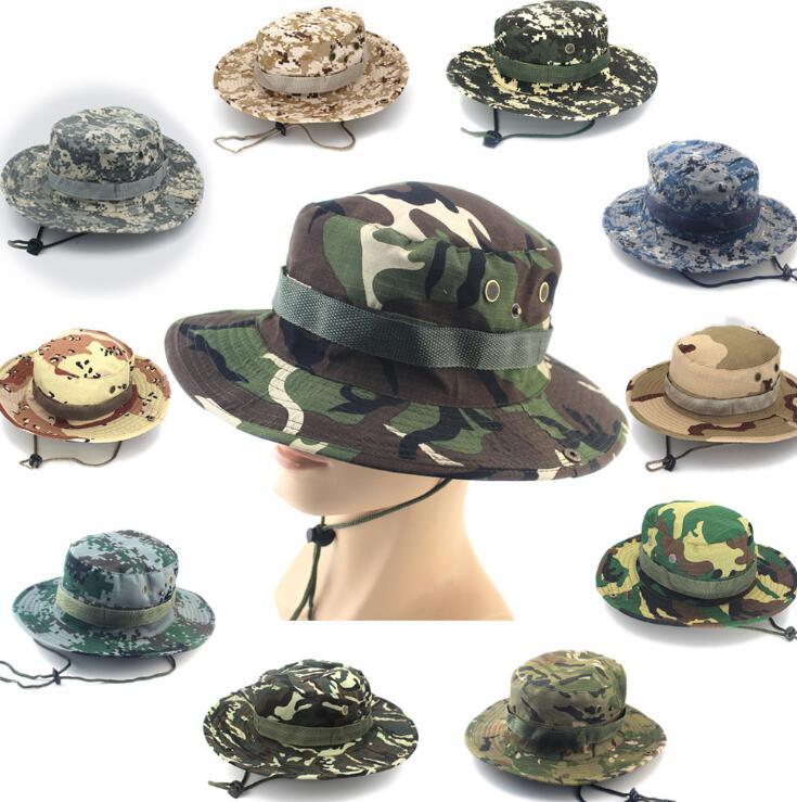 

New 2021 Bucket Hats Outdoor Jungle Military Bob Camo Bonnie Hat Fishing Camping Barbecue Cotton Mountain Climbing Hat Stingy Brim Hats, Blue;gray