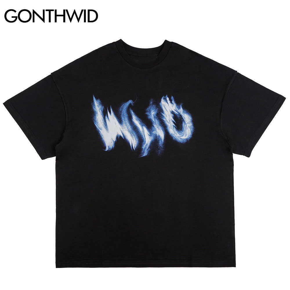 

GONTHWID T-Shirts Fire Flame Ghost Punk Rock Gothic Tshirts Streetwear Hip Hop Harajuku Fashion Casual Short Sleeve Tops 210629, White