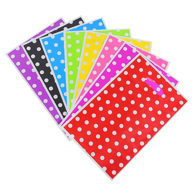 

20Pcs/Lot Dot Candy Bag Handle Gift Bags Snack Cookies Plastic Package Baby Shower Wedding Birthday Party Christmas Decoration