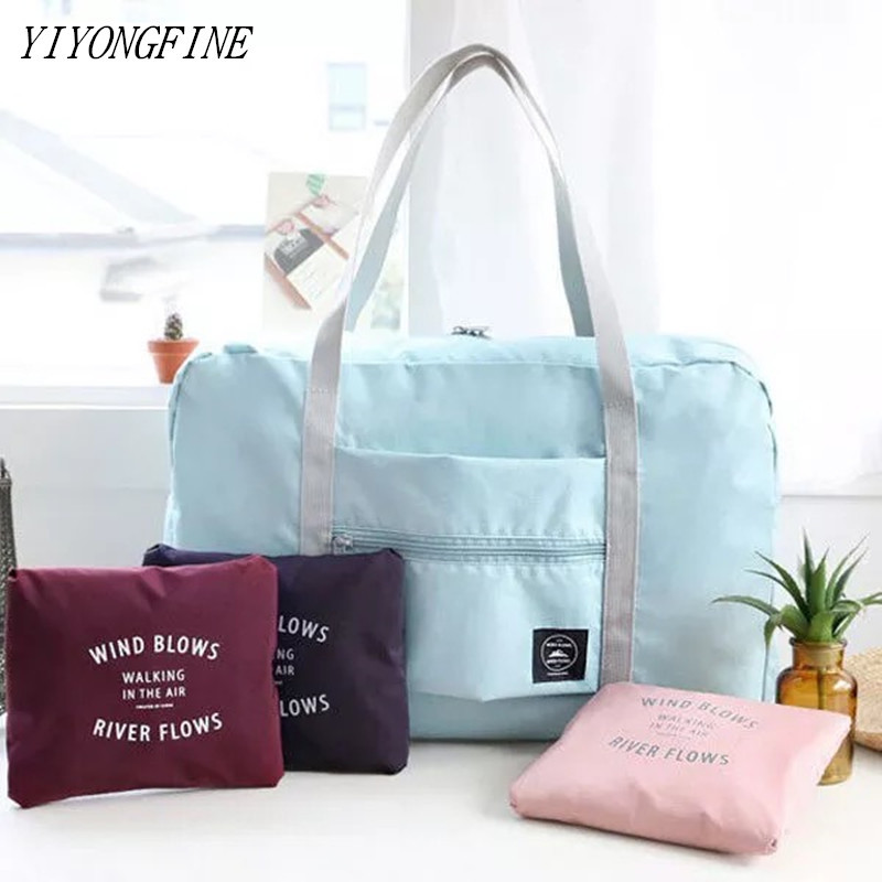

Waterproof Nylon Travel Bags Women Men Large Capacity Folding Duffle Bag Organizer Packing Cubes Personal Luggage Weekend Bag C0315, Black