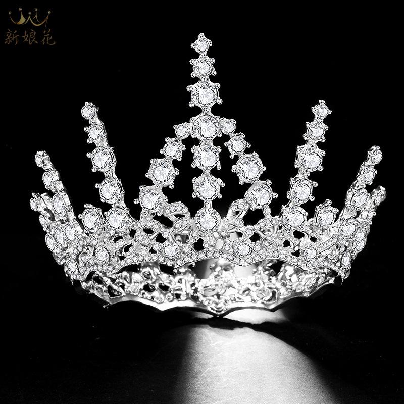 

Hair Clips & Barrettes Luxury Crystal Bridal Tiaras Round Big Queen Crowns Women Baroque Pageant Diadem Rhinestone Jewelry Wedding Accessori