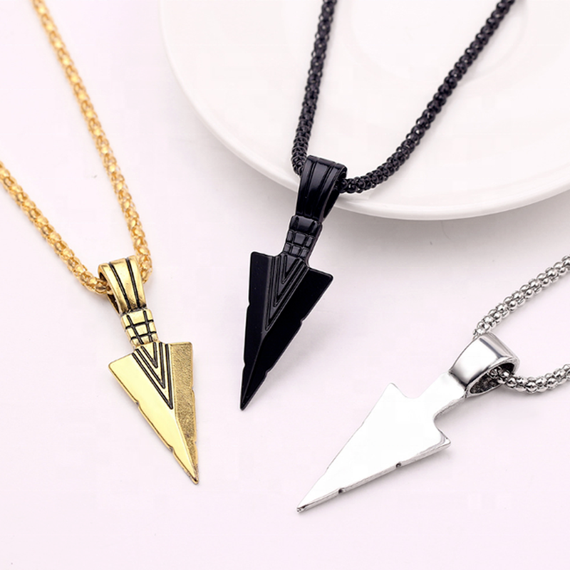 

Unique Premium Energy Wearable Wholesale Arrowhead Arrow Necklace, Silver