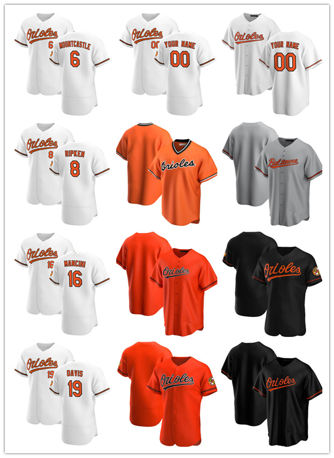 

Custom Jersey Mens women Youth Baltimore Orioles 8 Cal Ripken Jr. 16 Trey Mancini 19 Chris Davis 6 Ryan Mountcastle Baseball Jer, Blue;black