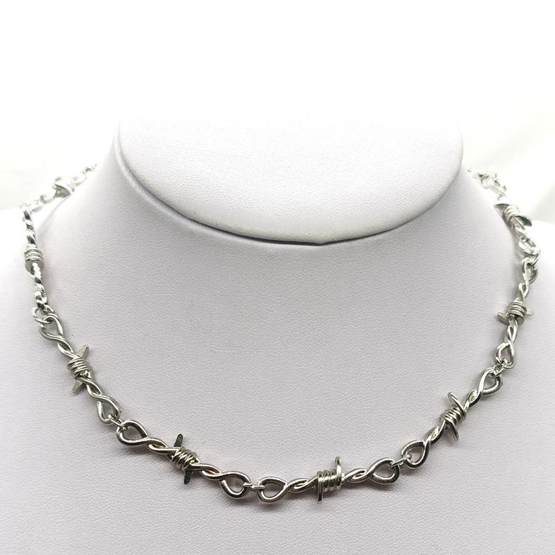 

Chains Small Wire Brambles Iron Unisex Choker Necklace Women Hip-hop Gothic Punk Style Barbed Little Thorns Chain Gifts, Silver