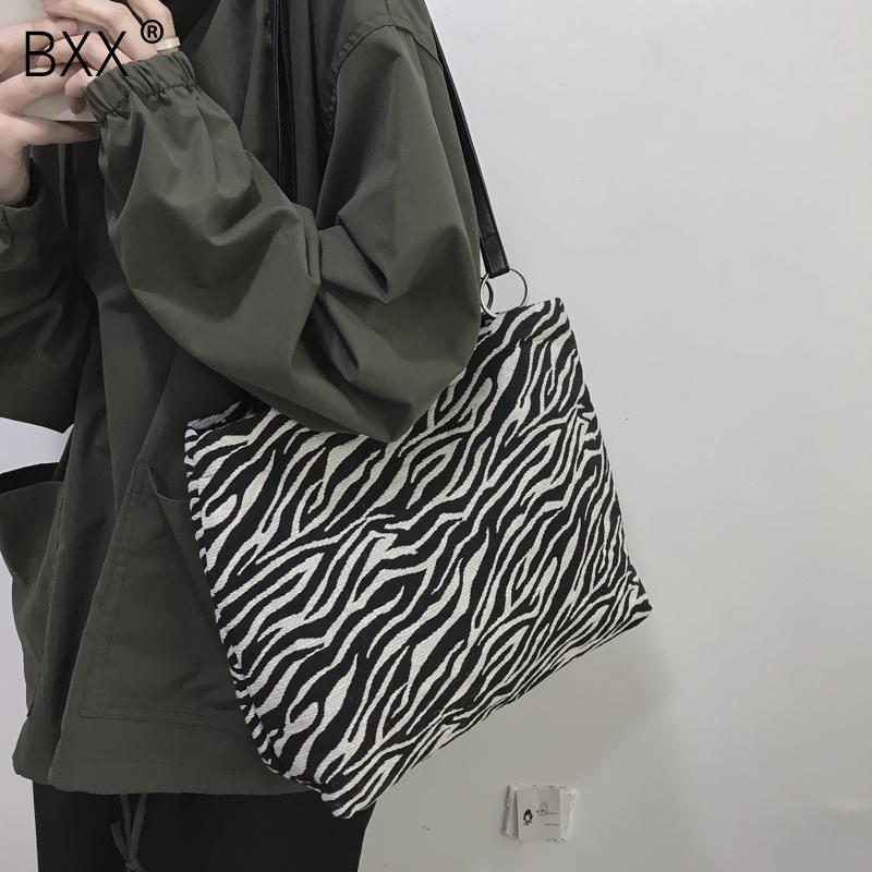 

[BXX] Casual Canvas Zebra Pattern Crossbody Bags For Women 2021 Luxury Lady Shoulder Handbags Female Fashion Travel Bag HQ515, Black