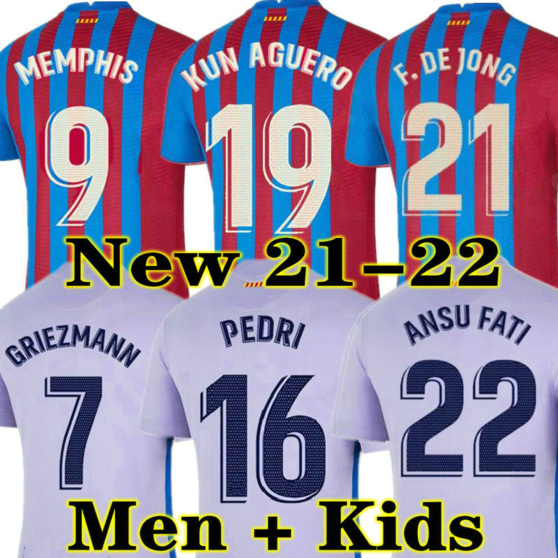 

MEMPHIS Camisetas de football Kun Aguero soccer jerseys BARCA FC 20 21 22 ANSU FATI 2021 2022 GRIEZMANN Barcelona F.DE JONG DEST PEDRI kit shirt men kids SERGIO COUTINHO, 21 22 home