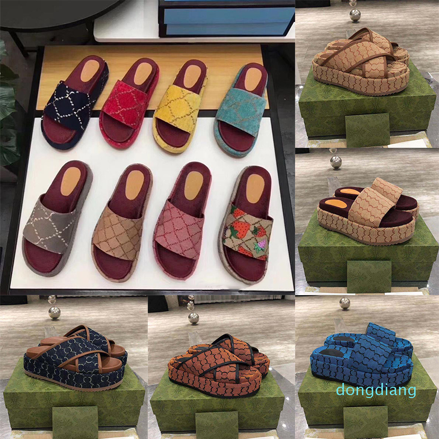 

High Quality woman slippers fashion Sandals Beach Thick bottom slipper platform Alphabet lady Leather flat slides, #1