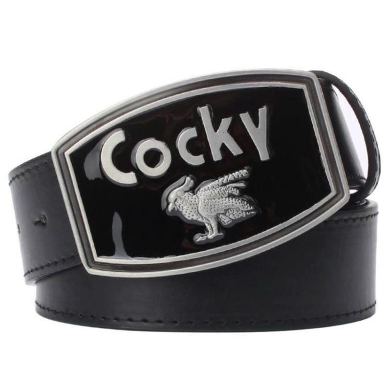 

2021 New Fashion Men's Leather Retro Cocky Bird Metal Buckle Western Style Decorative Strap Gift for Men Belt 6tpr, Black