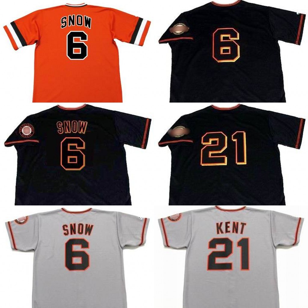 

Men 6 J.T. SNOW 21 JEFF KENT San Francisco 1993 Baseball Jersey, Blue;black
