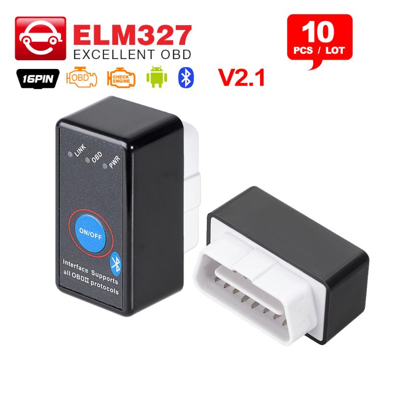 

Code Readers & Scan Tools 10pcs Super ELM327 V2.1 Bluetooth Switch Mini ELM 327 OBD 16Pin 12V Car Reader ON Android /PC OBDII OBD2 Diagnosti