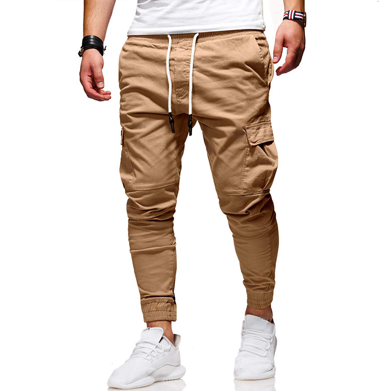 

2021 New Drawstring Plastic Leg Pant Patch Pockets Rope Elastic Casual Male Long Trousers Jogger Men Streetwear Pants Ianw, 07