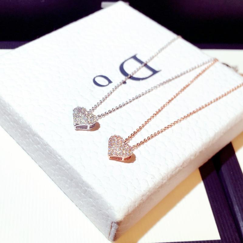 

Pendant Necklaces 2021 Luxury Zircon Love Heart Shape Necklace Wedding Bridal Jewelry On The Neck Chain Exquisite Women Choker