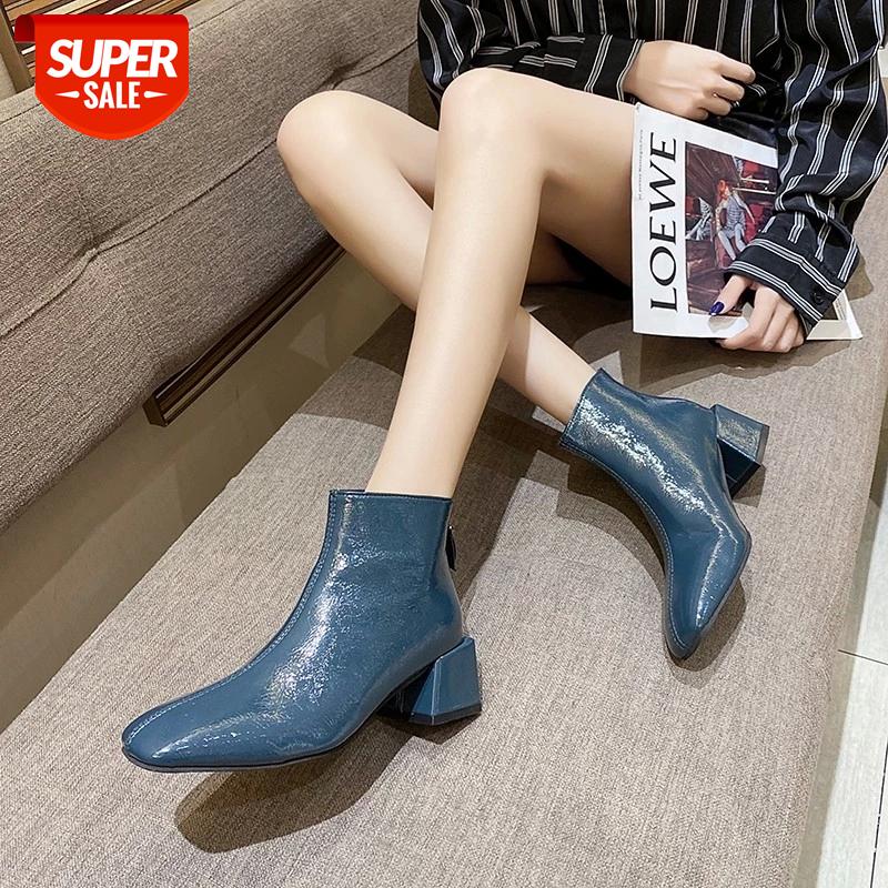 

Women Hot Boots Platform Fetish Stripper Short Ankle Boots Cheap Prom Chunky Low 5cm High Heels Green Shoes Patent Leather Zippe #Nv7W, Black