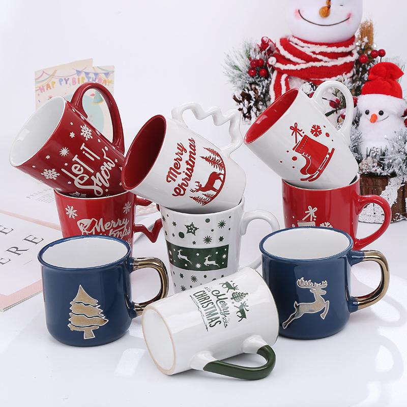 

Mugs Christmas Mug Creative Cute Cartoon Snowman Santa Ceramic Small Gifts Coffee Cup High Temperature Resistance