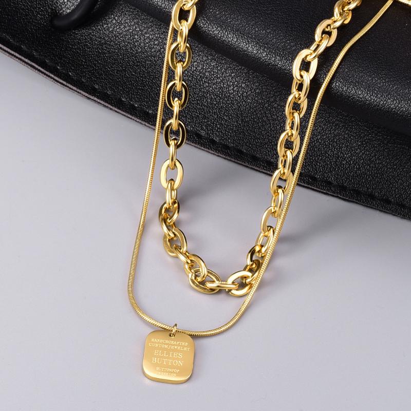 

Pendant Necklaces Stainless Steel Link Chain Necklace For Women Tag Gold Snake Layered Jewelry