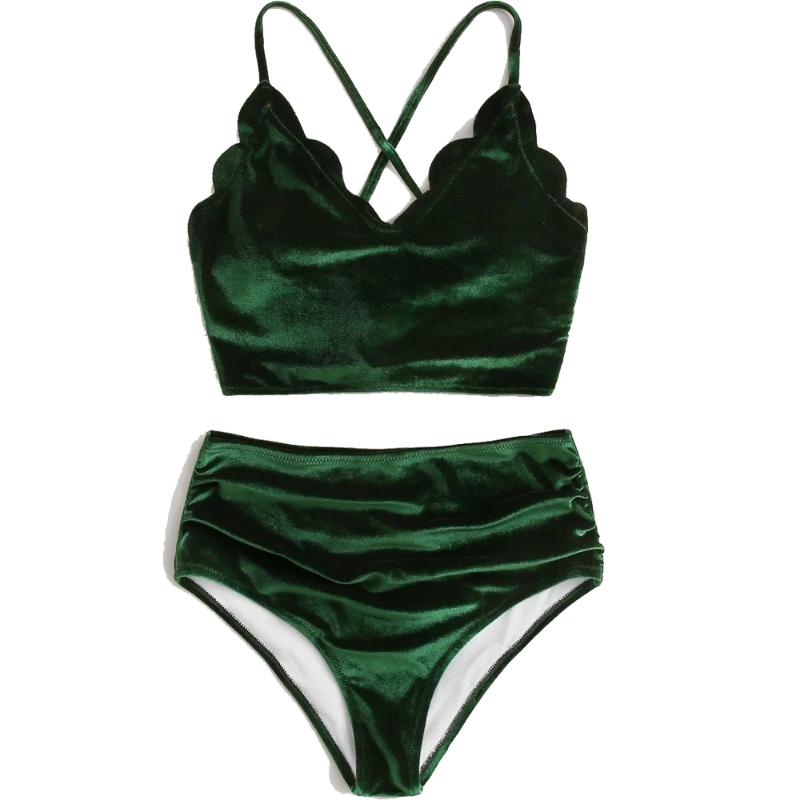

Women' Swimwear 2021 Sexy High-end Soft Skin-friendly Fabric Swimming Suit For Women Bathing Suits Woman 2 Piece Set Beachwear, Green