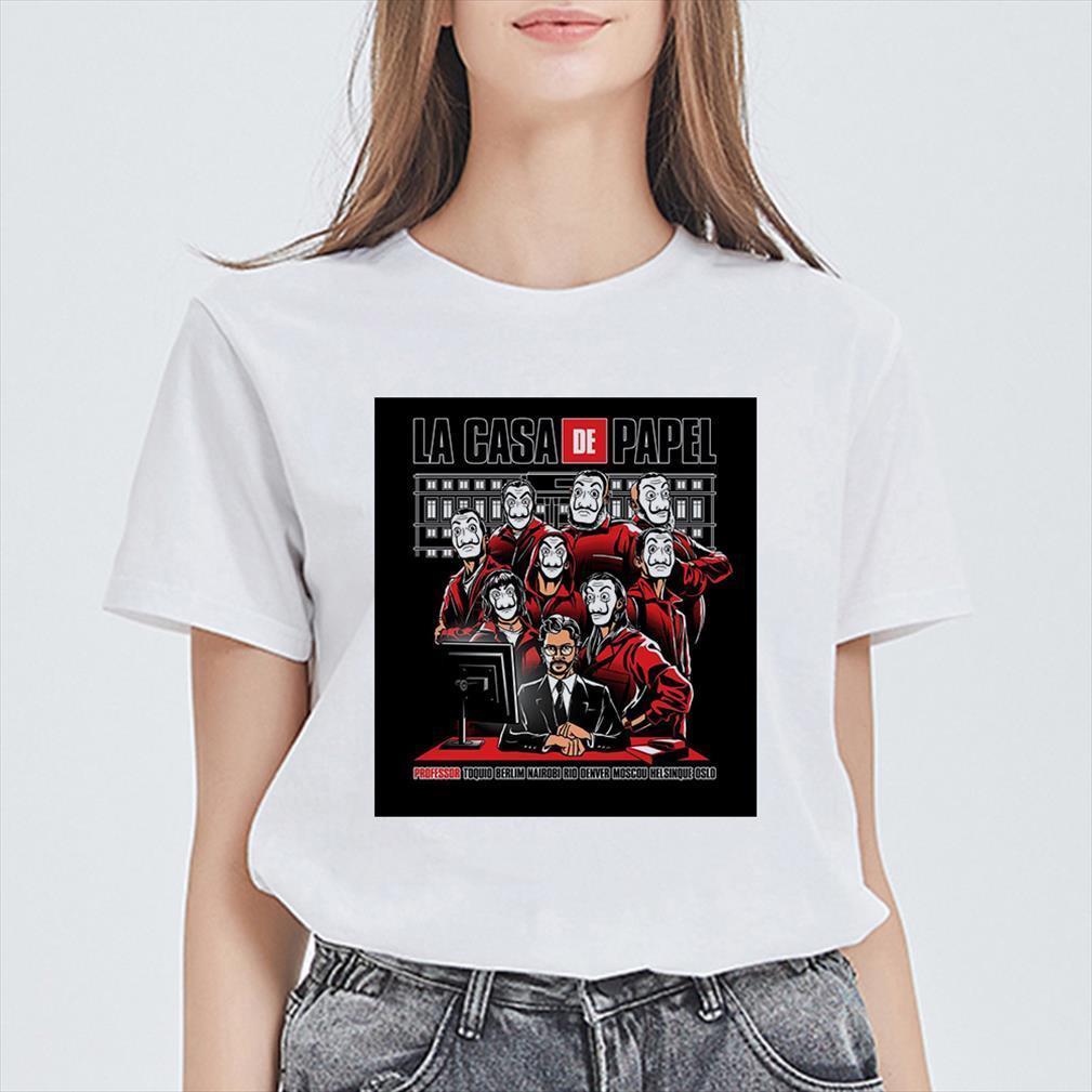 

streetwear tee la casa de men papel the house of paper t oversize pretty fashion harajuku camiseta mujer, White;black