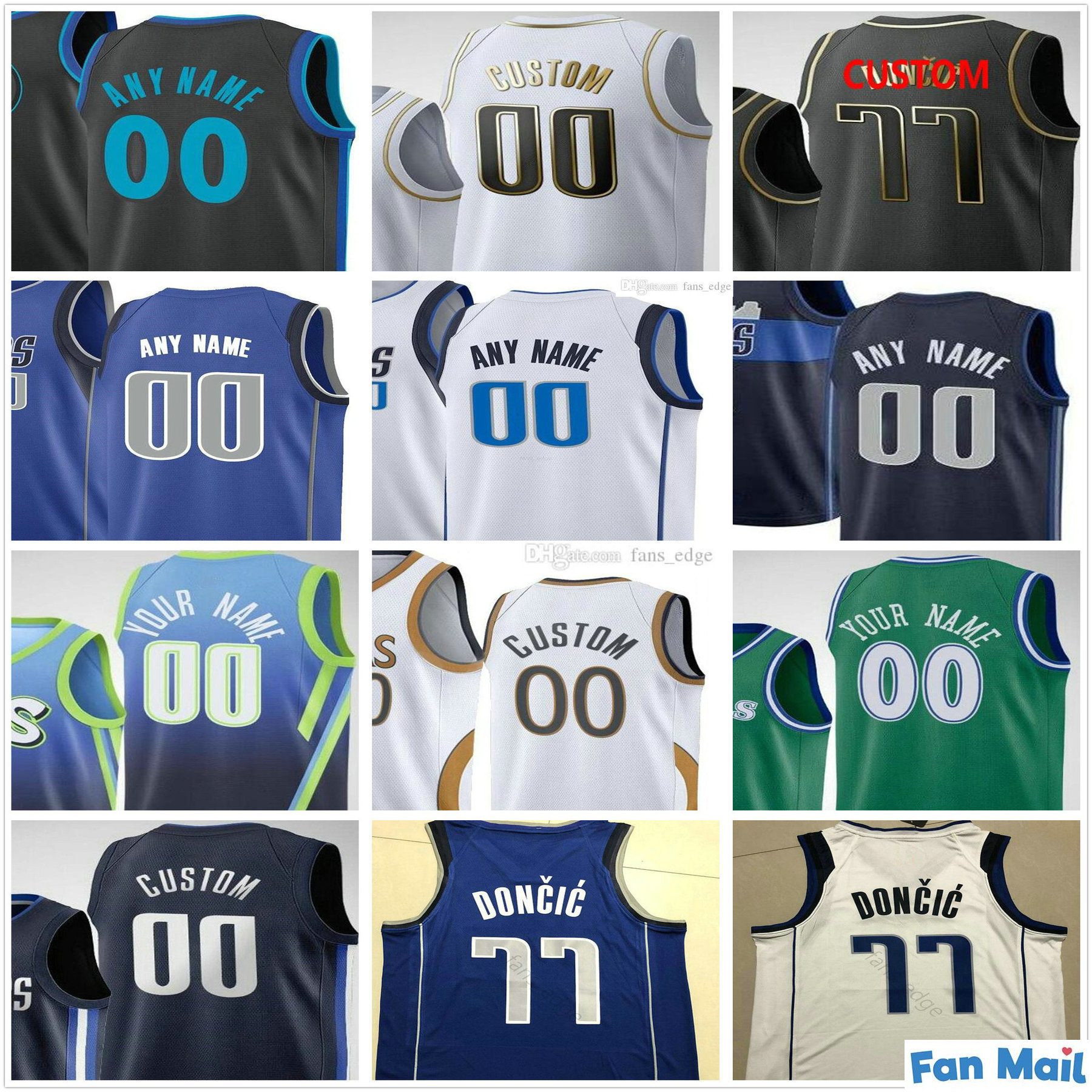 

Custom Printed Dallas Luka 77 Doncic Kristaps 6 Porzingis Tim 11 Hardaway Jr. Boban 51 Marjanovic Mavericks Men Woman Kids Basketball Jersey, Black;red