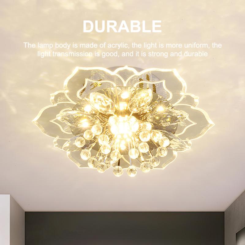 

Crystal Ceiling Light Modern Design Flower Shape Lamp For Hallway Living Room Bedroom Kitchen 3D Corridor Lights
