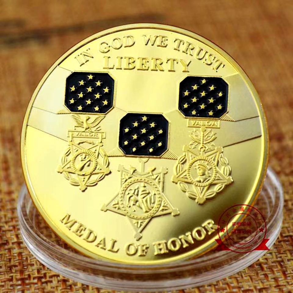 

Non Magnetic Challenge Coin Craft US In God We Trust Medal Of Honor Liberty Gold Plated Military Badge