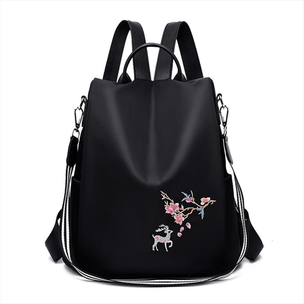 

anti theft women backpack durable fabric oxford school shoulder bag embroidery girls female 3 in 1 travel
