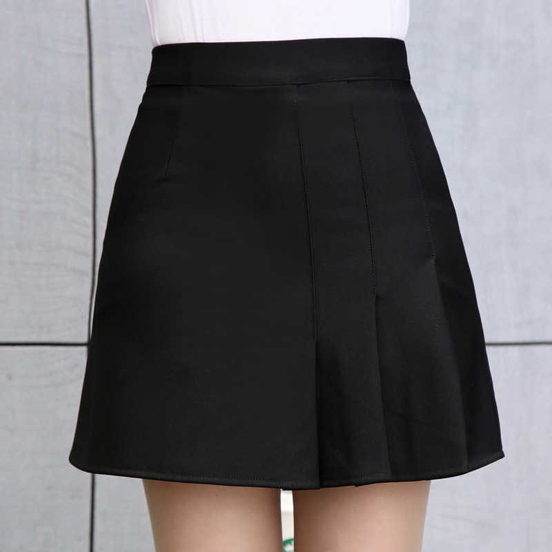 

Korean Version of The Spring and Summer Women's Short Skirt Black High Quality Slim Pleated Elegant 210527