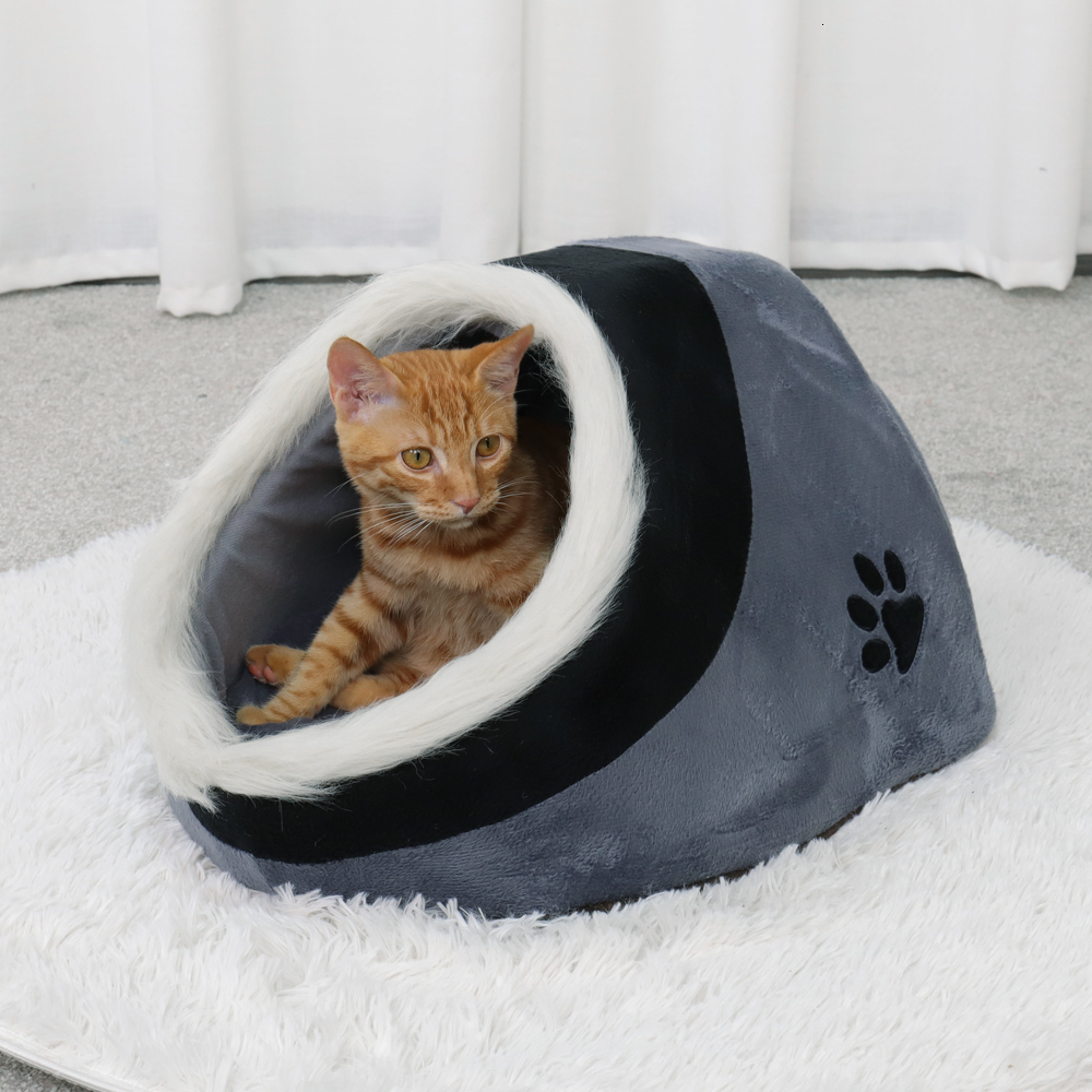 

2021 New Super Hot Cat Cave Dog Bed Doghouse Kennel Pup Shelter for Kitty Rabbit and Kitten's Nest Small Animals Border with Soft Hair 7pw5