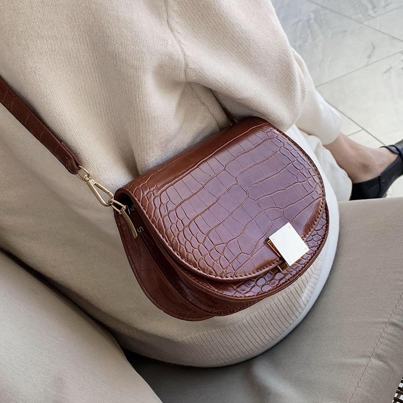 

Vintage Stone pattern 2021 Fashion New high quality PU Leather Women's Designer Handbag Travel Shoulder Messenger Bag, Black