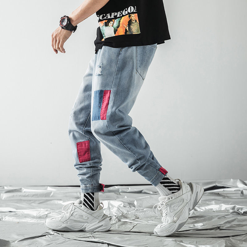 

2021 New 20220 Men's Trendy Hip Hop Streetwear Casual Pants Ny Stretch Slim Fit Wash Jeans Biker Denim Trousers Large Size M-5xl 14jo, Dark gray